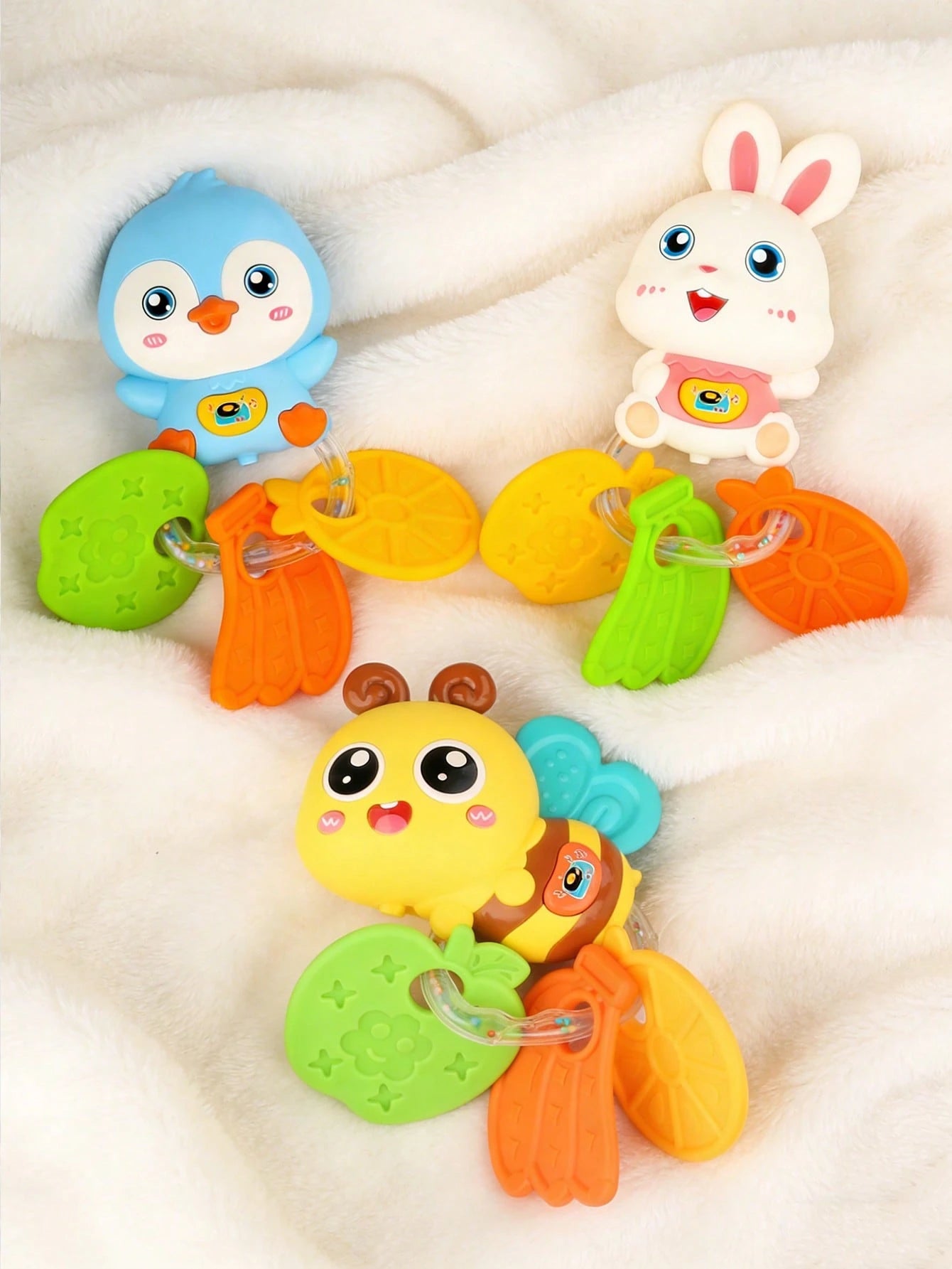 Baby Teething Rattle Toy, An Early Education Toy To Help Develop Hand-Eye Coordination, Featuring Cute Cartoon Designs Of Lion, Elephant And Octopus, Suitable As A Gift For Newborn Boys And Girls
