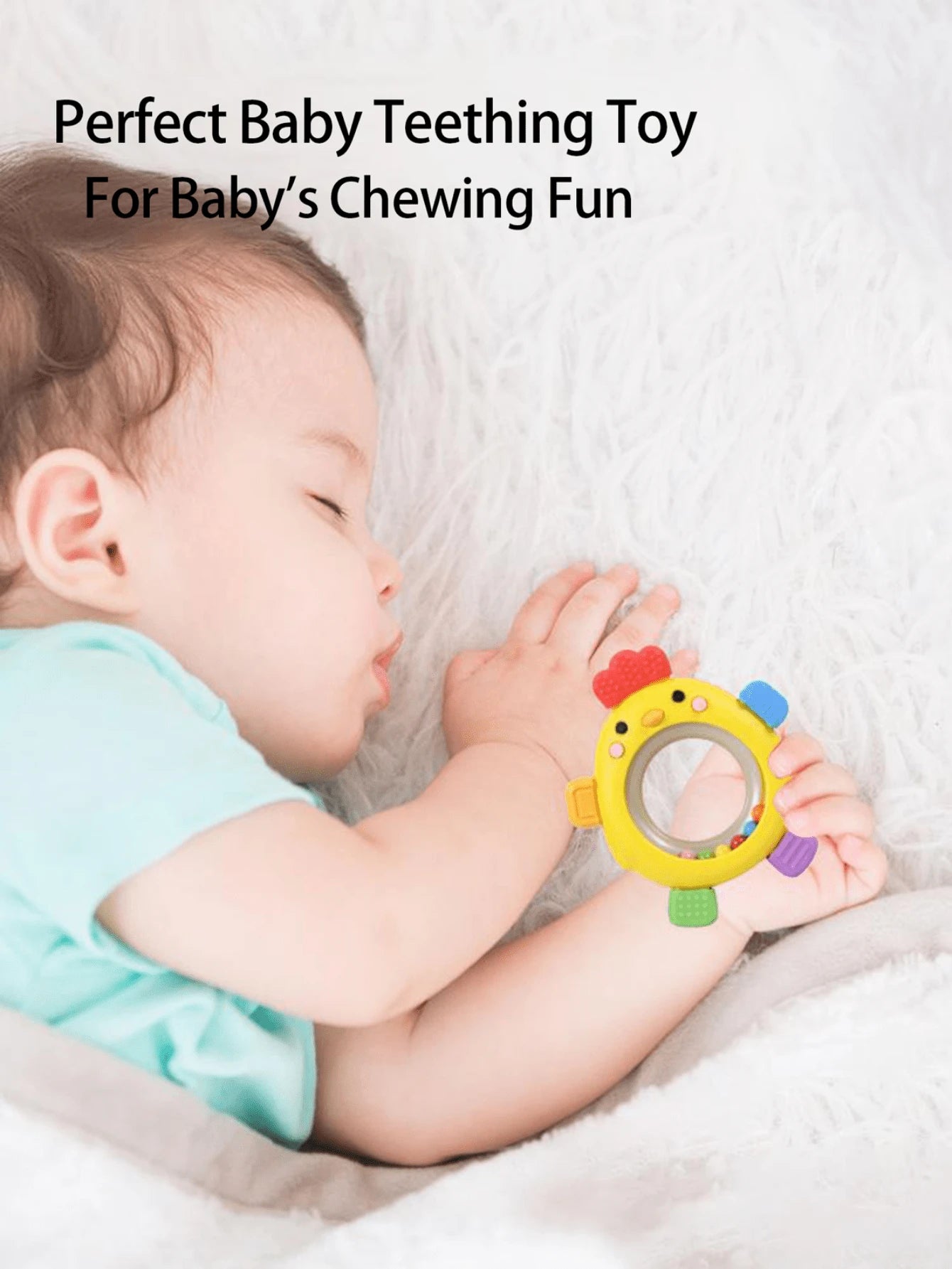 Baby Teething Rings Toy Adorable Chick Shaped Infant Baby Rattle Teether Sensory Toys For Gum Relief Playtime