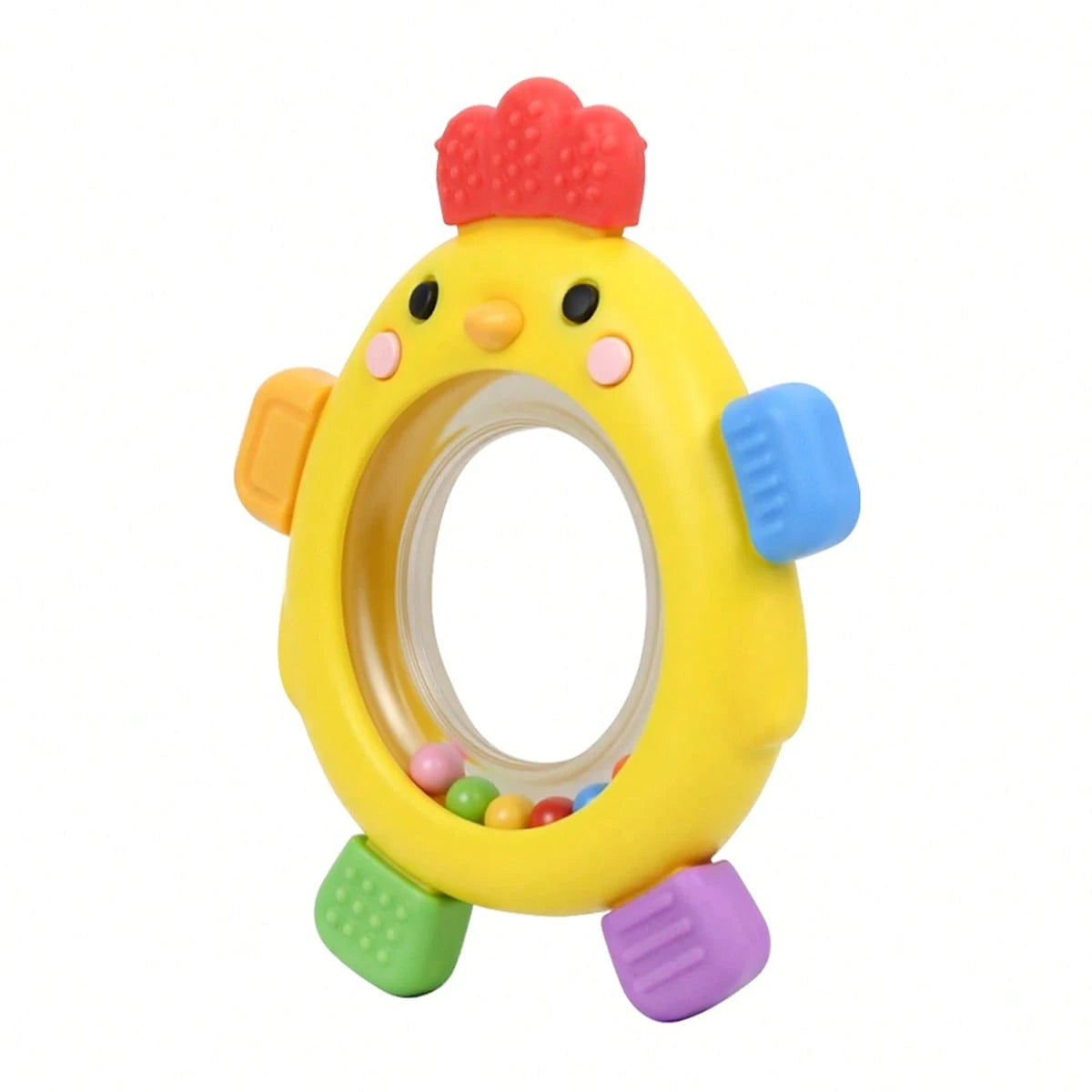 Baby Teething Rings Toy Adorable Chick Shaped Infant Baby Rattle Teether Sensory Toys For Gum Relief Playtime