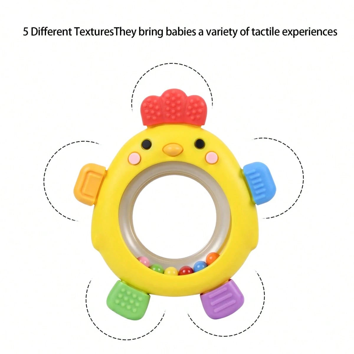 Baby Teething Rings Toy Adorable Chick Shaped Infant Baby Rattle Teether Sensory Toys For Gum Relief Playtime