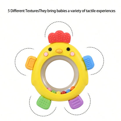 Baby Teething Rings Toy Adorable Chick Shaped Infant Baby Rattle Teether Sensory Toys For Gum Relief Playtime