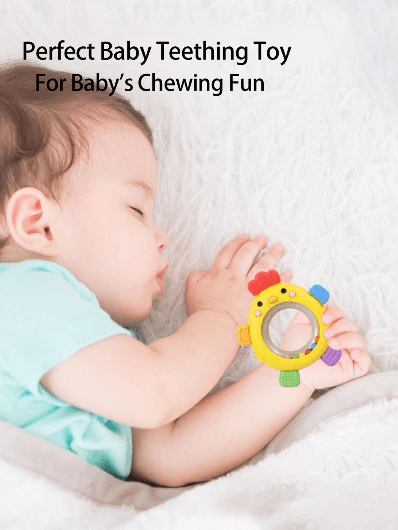 Baby Teething Rings Toy Adorable Chick Shaped Infant Baby Rattle Teether Sensory Toys For Gum Relief Playtime