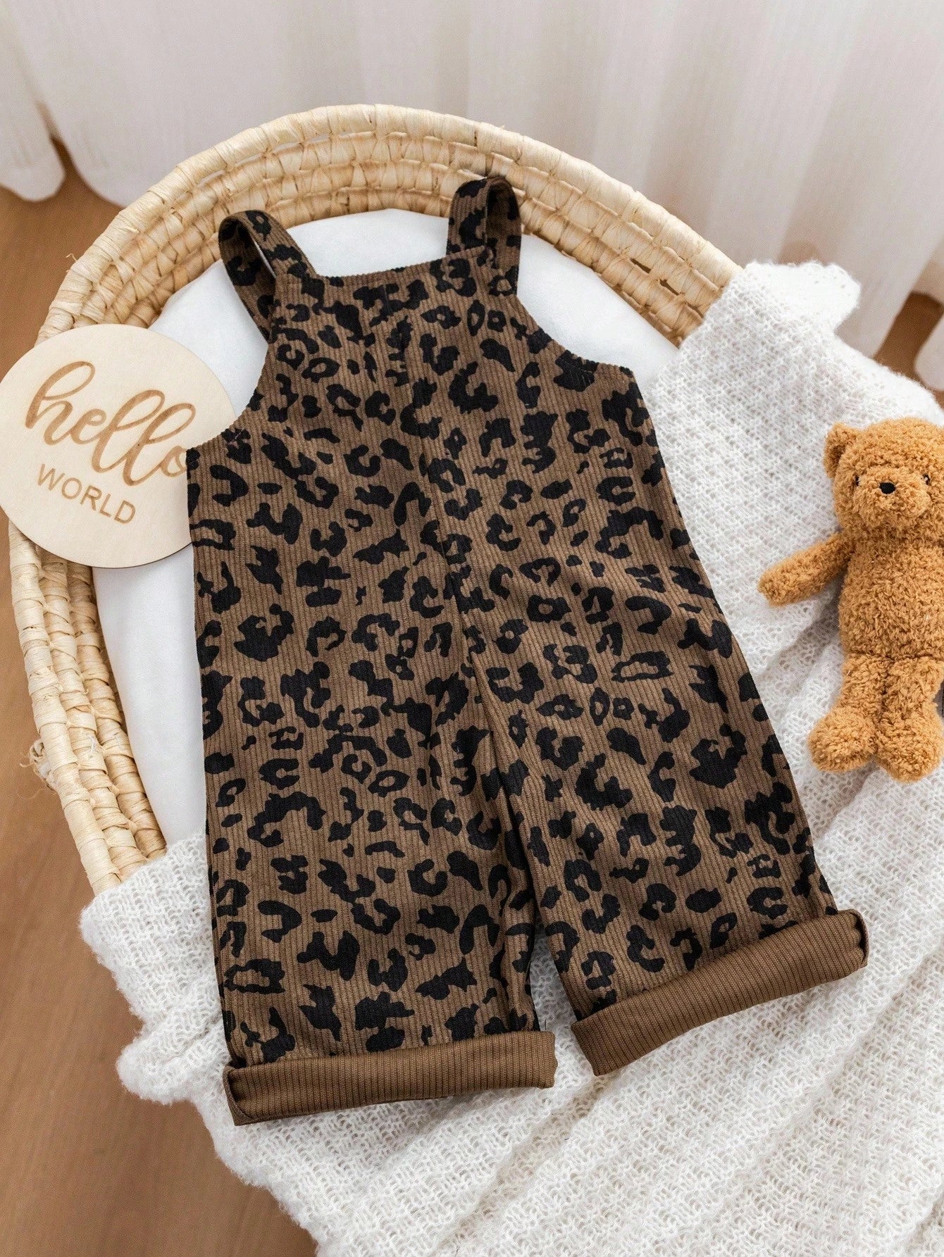 Babygirl Cute Leopard Print Jumpsuit, Versatile For Autumn/Winter Street Style Fall