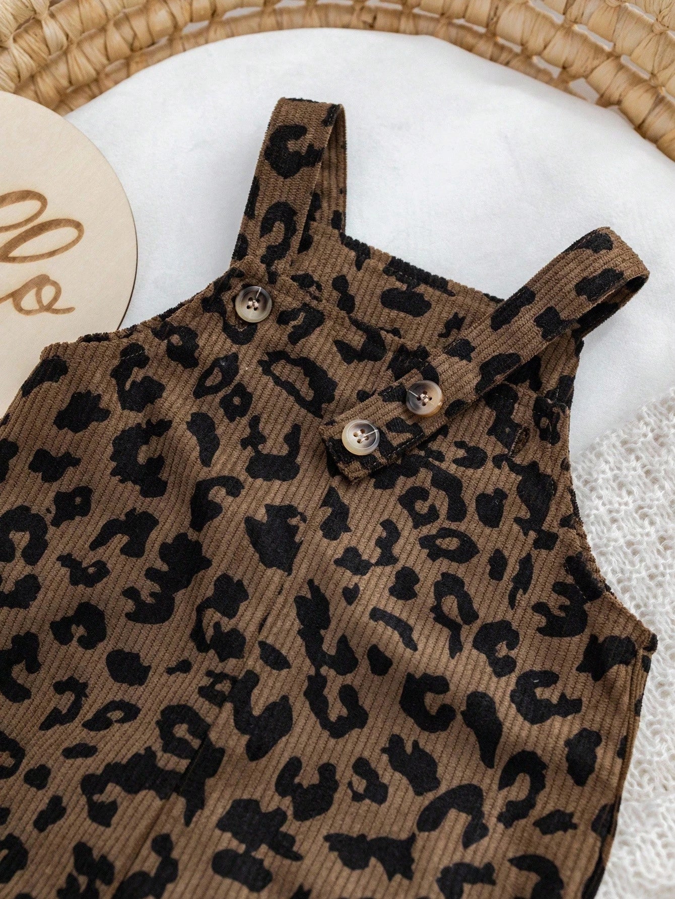 Babygirl Cute Leopard Print Jumpsuit, Versatile For Autumn/Winter Street Style Fall