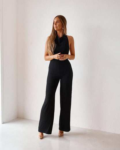 Backless Jumpsuit - Black - JAUS