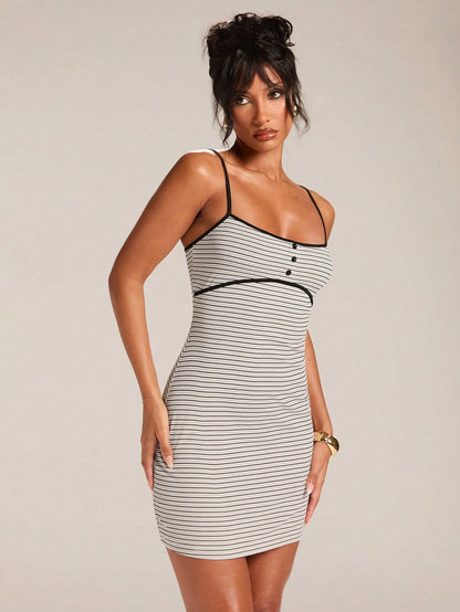 BAE Women's Summer Vacation Casual Striped Short Cami Dress