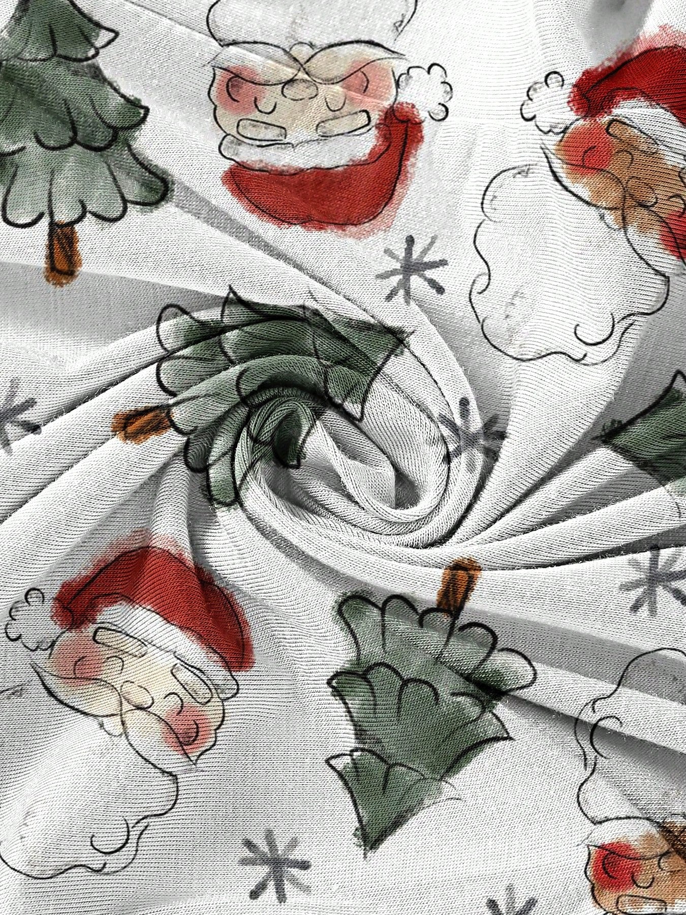 Bamboo Fiber Zip Footed Newborn Romper, Sketch Santa Xmas Tree Snowflake Print Slim Long Sleeve Jumpsuit, All Season Baby Boys Christmas Outdoor Gift