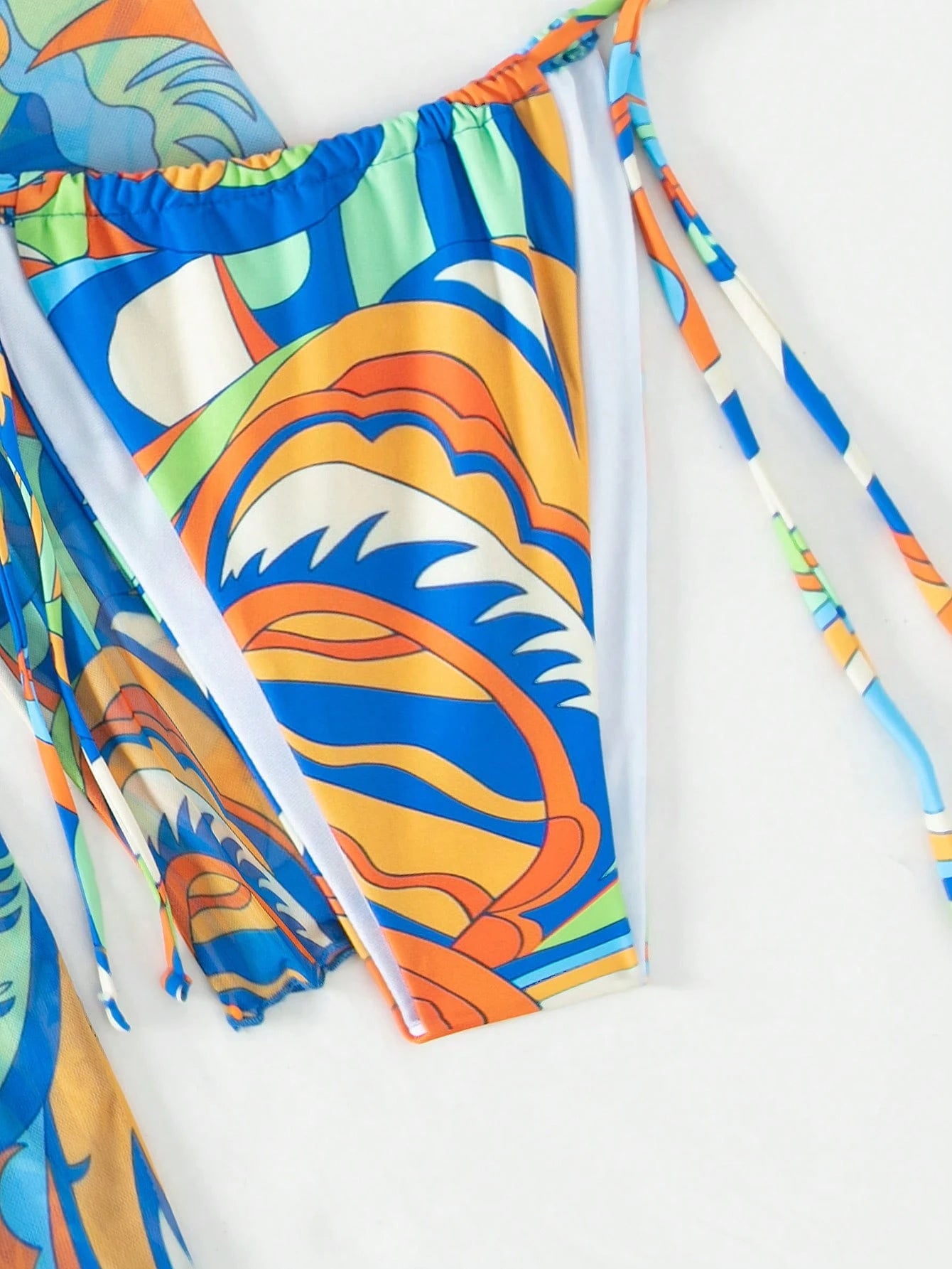 BamGleam Bathing Suits Women Summer Beach Allover Print Halter Triangle Bikini Set With Kimono