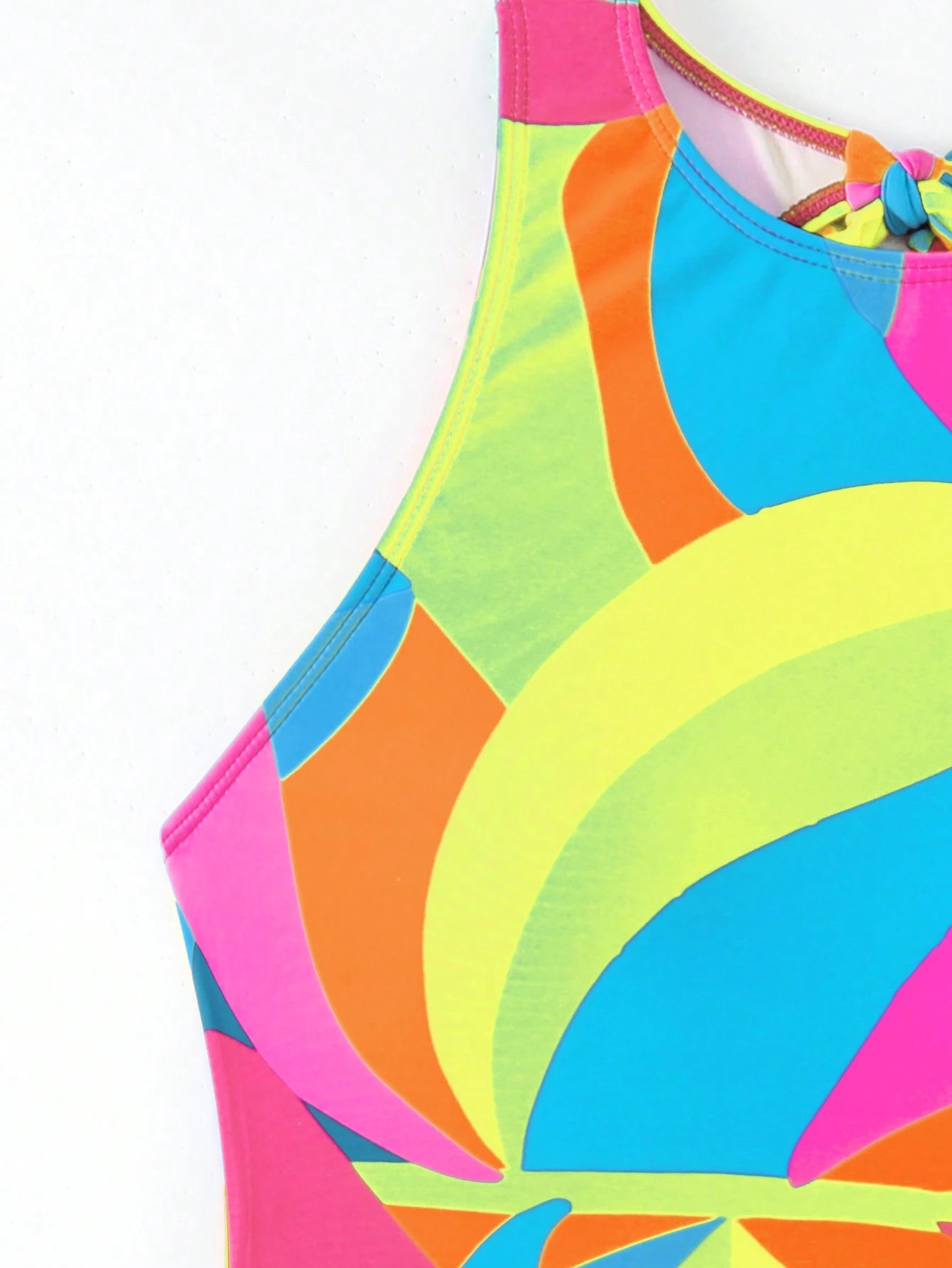 BamGleam Summer Beach Women One-Piece Beachwear Swimsuit With Random Printed Pattern, Backless And Tie Straps