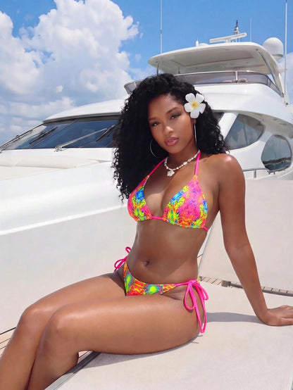 BamGleam Women's Colorful Printed Bikini Set (Print Design Random)