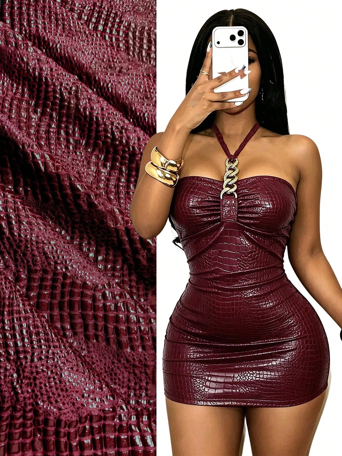 BamGleam Women's Solid Color Bodycon Dress