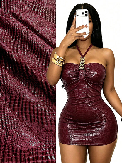 BamGleam Women's Solid Color Bodycon Dress
