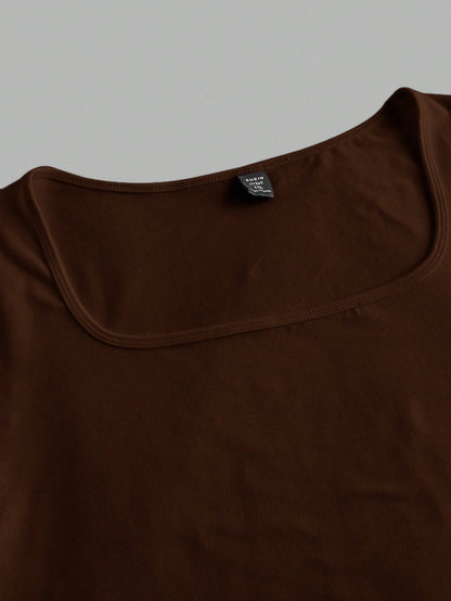 BASICS 3pcs/Set Casual Smart Casual Solid Color Knit Square Neck Short Sleeve Fitted Plus Size T-Shirts House Khaki Pastel Summer Tops Formal Holiday