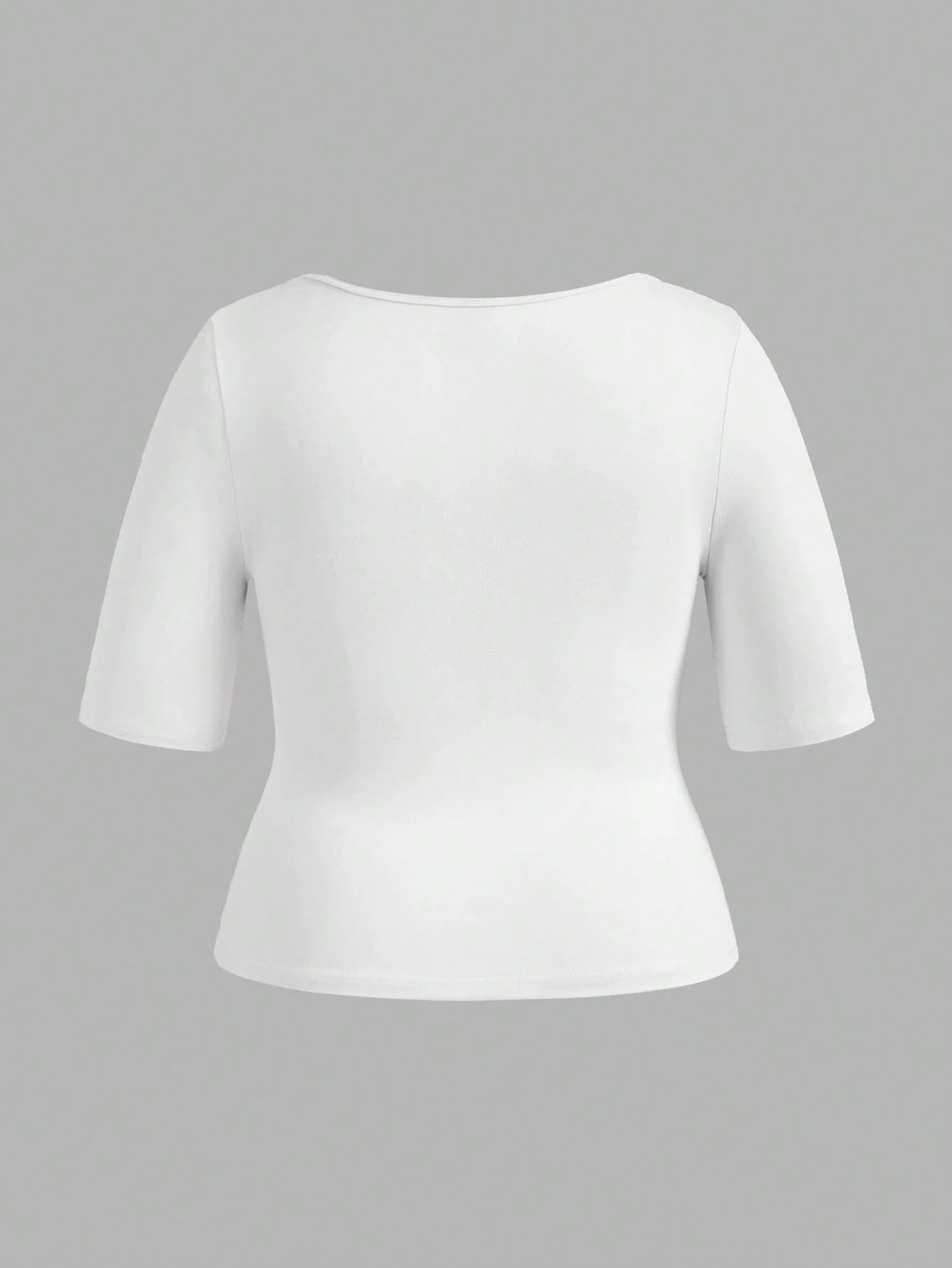 BASICS 3pcs/Set Casual Smart Casual Solid Color Knit Square Neck Short Sleeve Slim Fit Plus Size T-Shirts Holiday For Women Black White Summer Tops