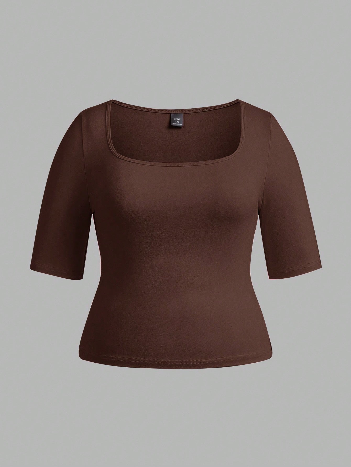 BASICS 3pcs/Set Casual Smart Casual Solid Color Knit Square Neck Short Sleeve Slim Fit Plus Size T-Shirts Holiday For Women Black White Summer Tops