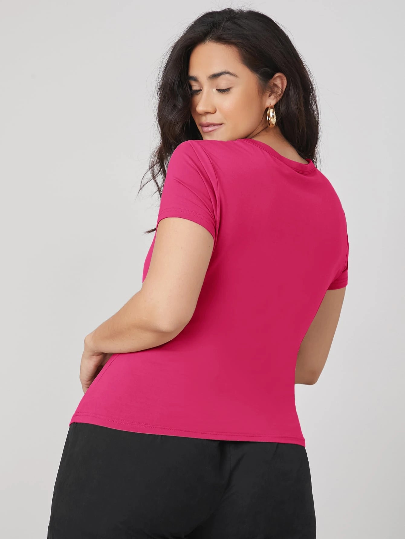 BASICS Plus Round Neck Solid Slim Tee Summer