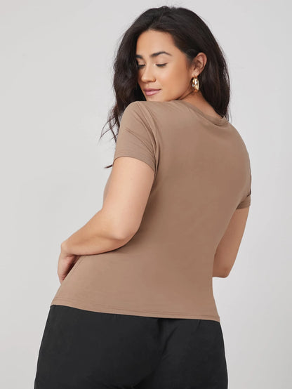BASICS Plus Round Neck Solid Slim Tee Summer