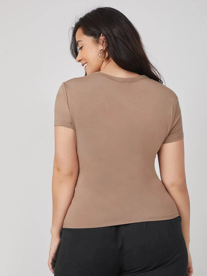 BASICS Plus Round Neck Solid Slim Tee Summer