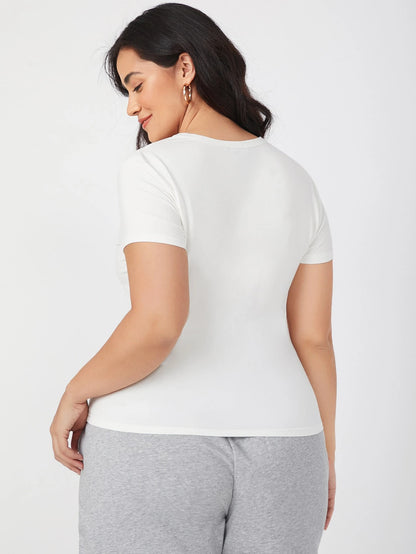 BASICS Plus Solid Slim Tee Summer Top