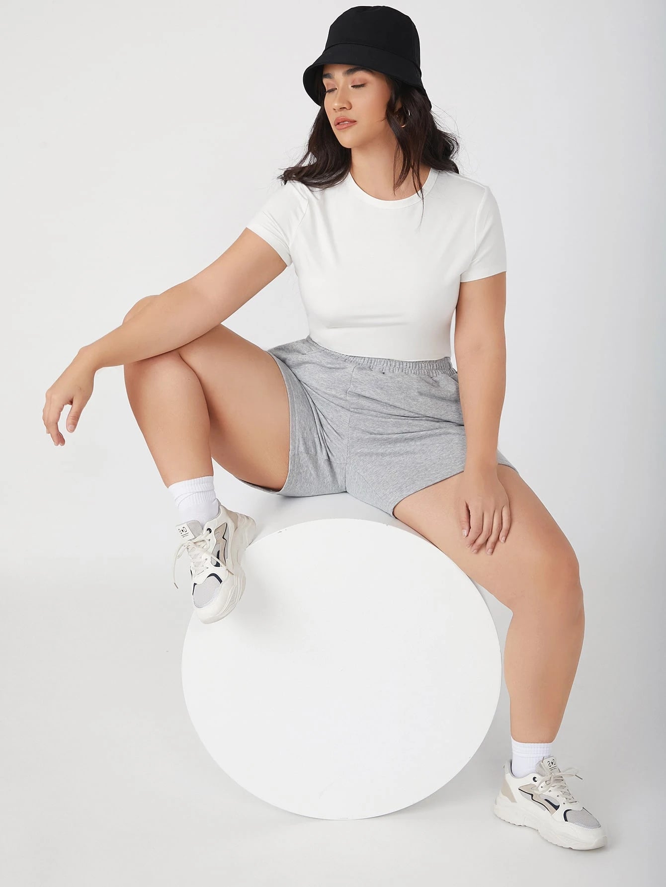 BASICS Plus Solid Slim Tee Summer Top