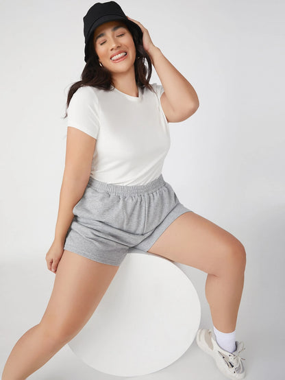 BASICS Plus Solid Slim Tee Summer Top