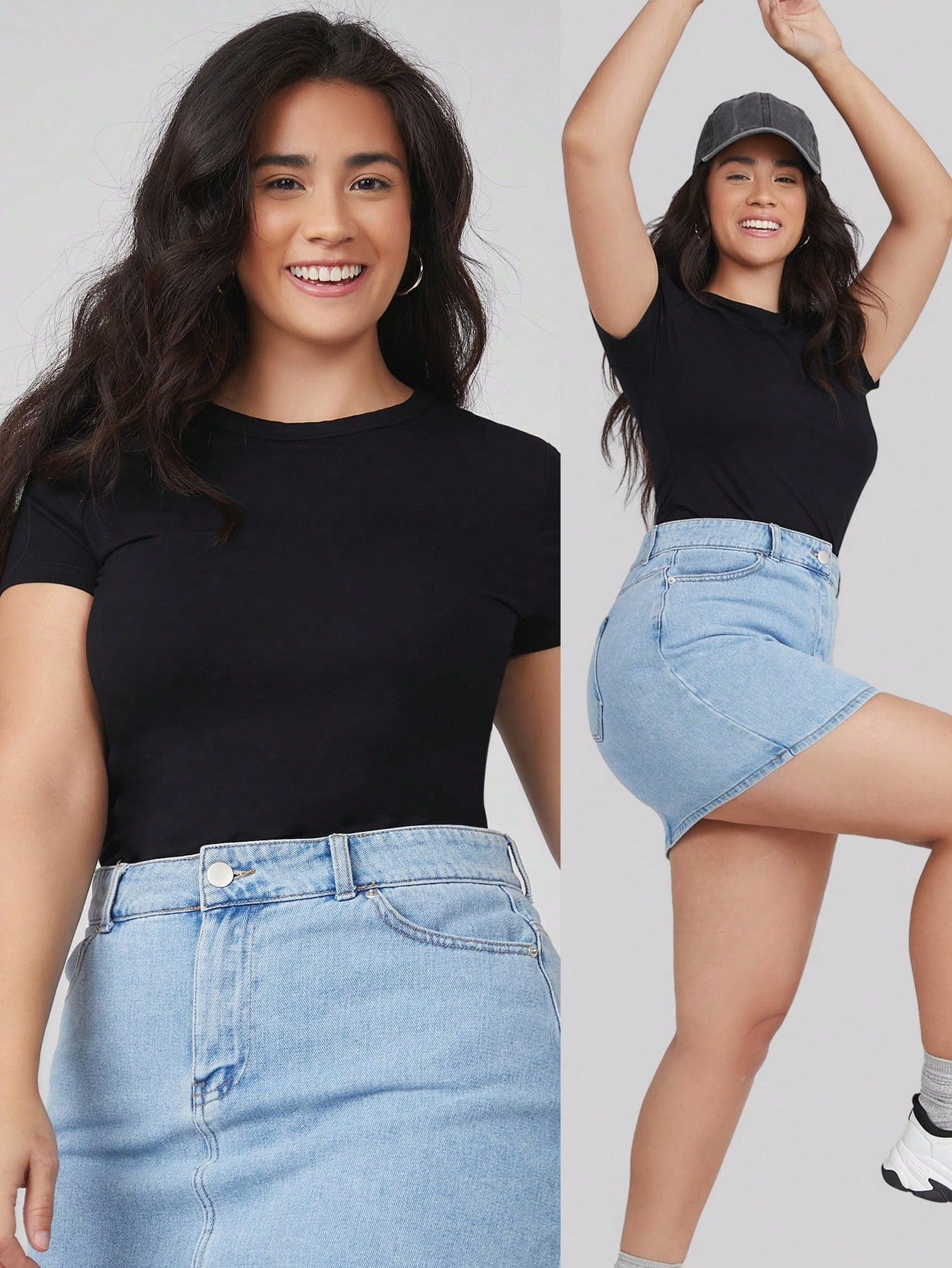BASICS Plus Solid Slim Tee Summer Top