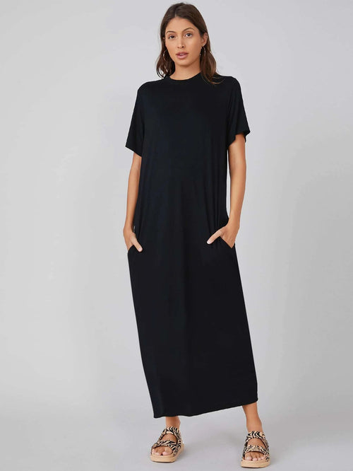 BASICS Pocket Side Solid Tee Dress/Summer