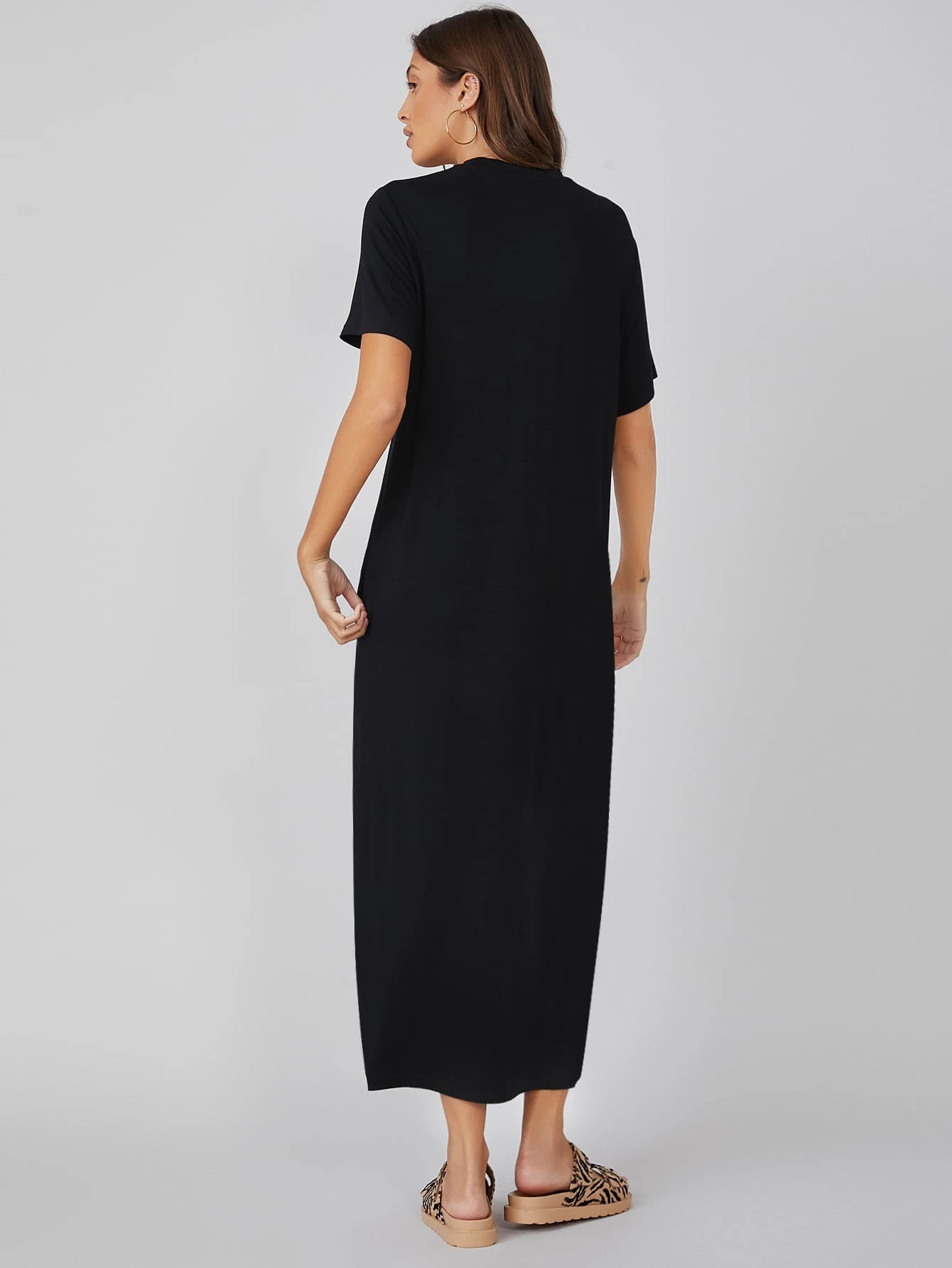 BASICS Pocket Side Solid Tee Dress/Summer