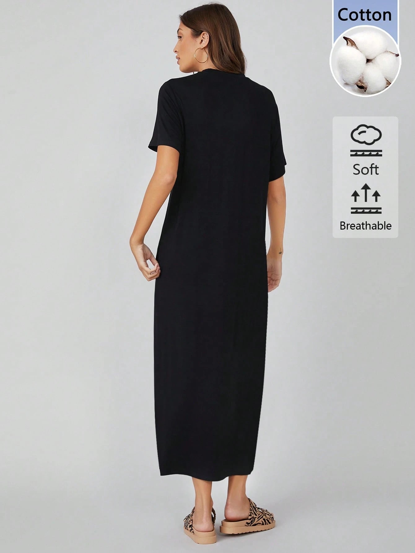 BASICS Pocket Side Solid Tee Dress/Summer