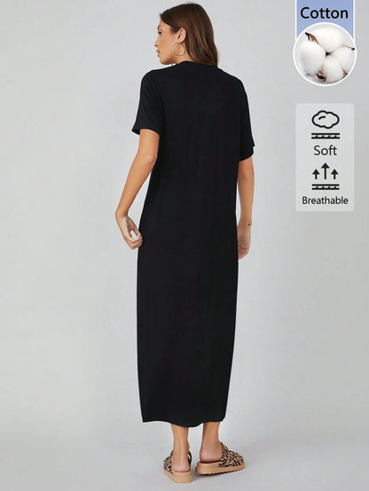 BASICS Pocket Side Solid Tee Dress/Summer