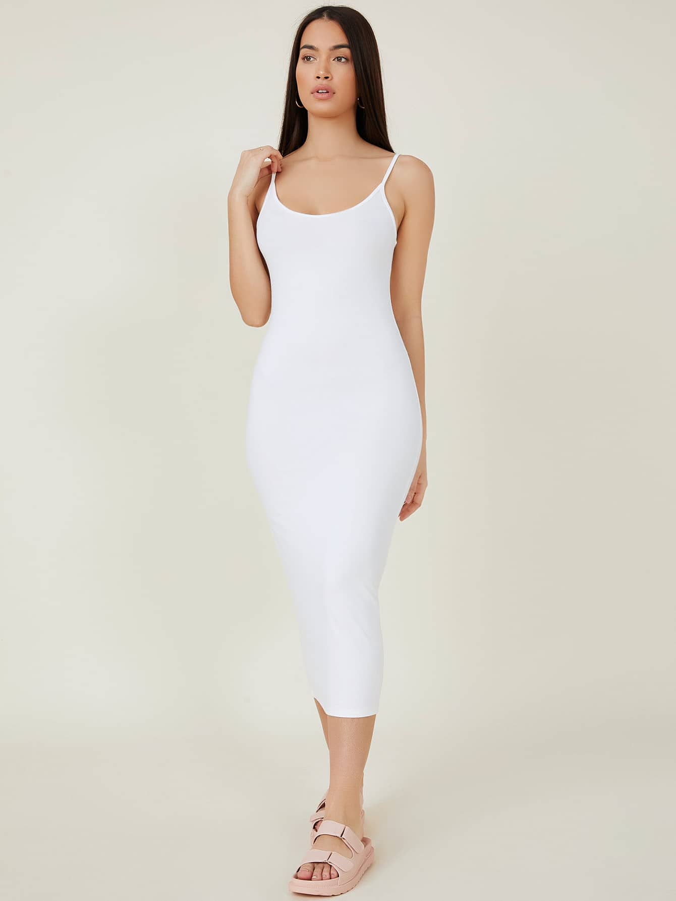 BASICS Solid Cami Bodycon Casual Dinner Dating Dress,Summer Dresses For Women Graduation Dress For Women
