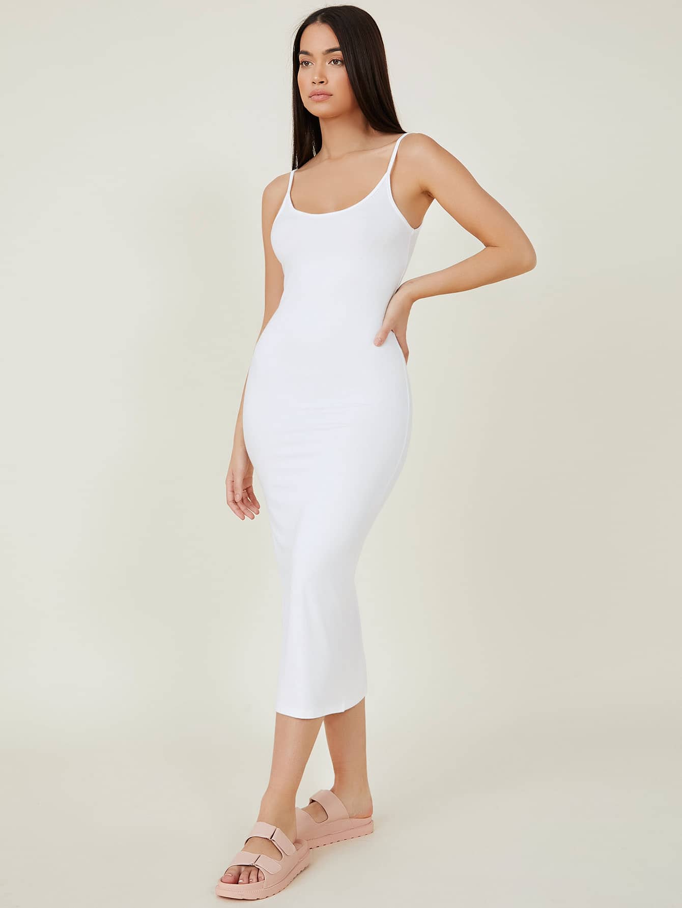 BASICS Solid Cami Bodycon Casual Dinner Dating Dress,Summer Dresses For Women Graduation Dress For Women