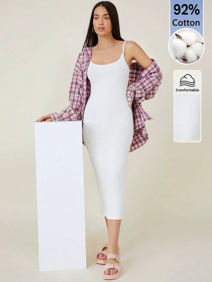 BASICS Solid Cami Bodycon Casual Dinner Dating Dress,Summer Dresses For Women Graduation Dress For Women