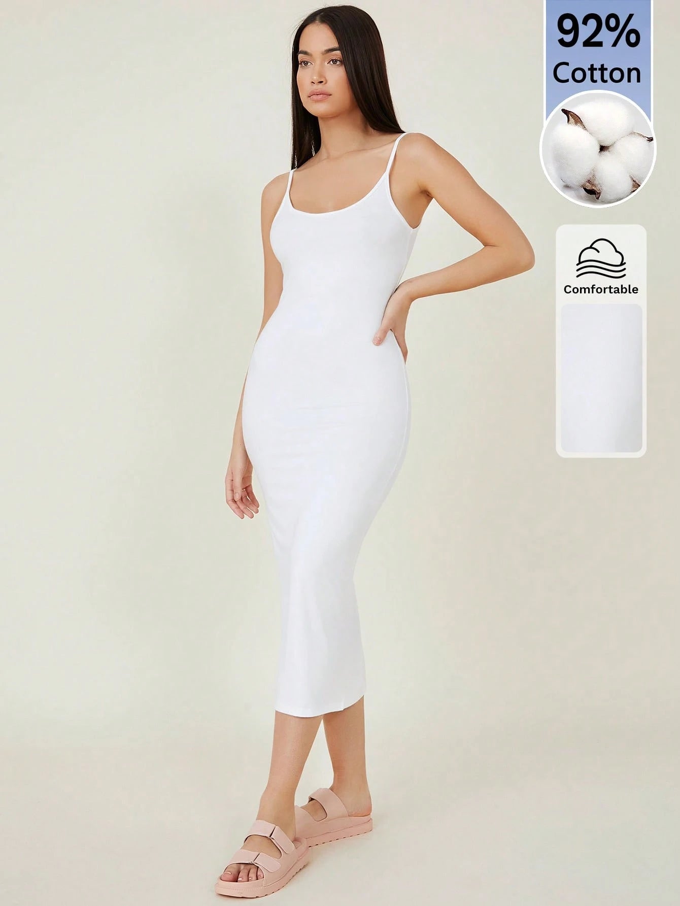 BASICS Solid Cami Bodycon Casual Dinner Dating Dress,Summer Dresses For Women Graduation Dress For Women