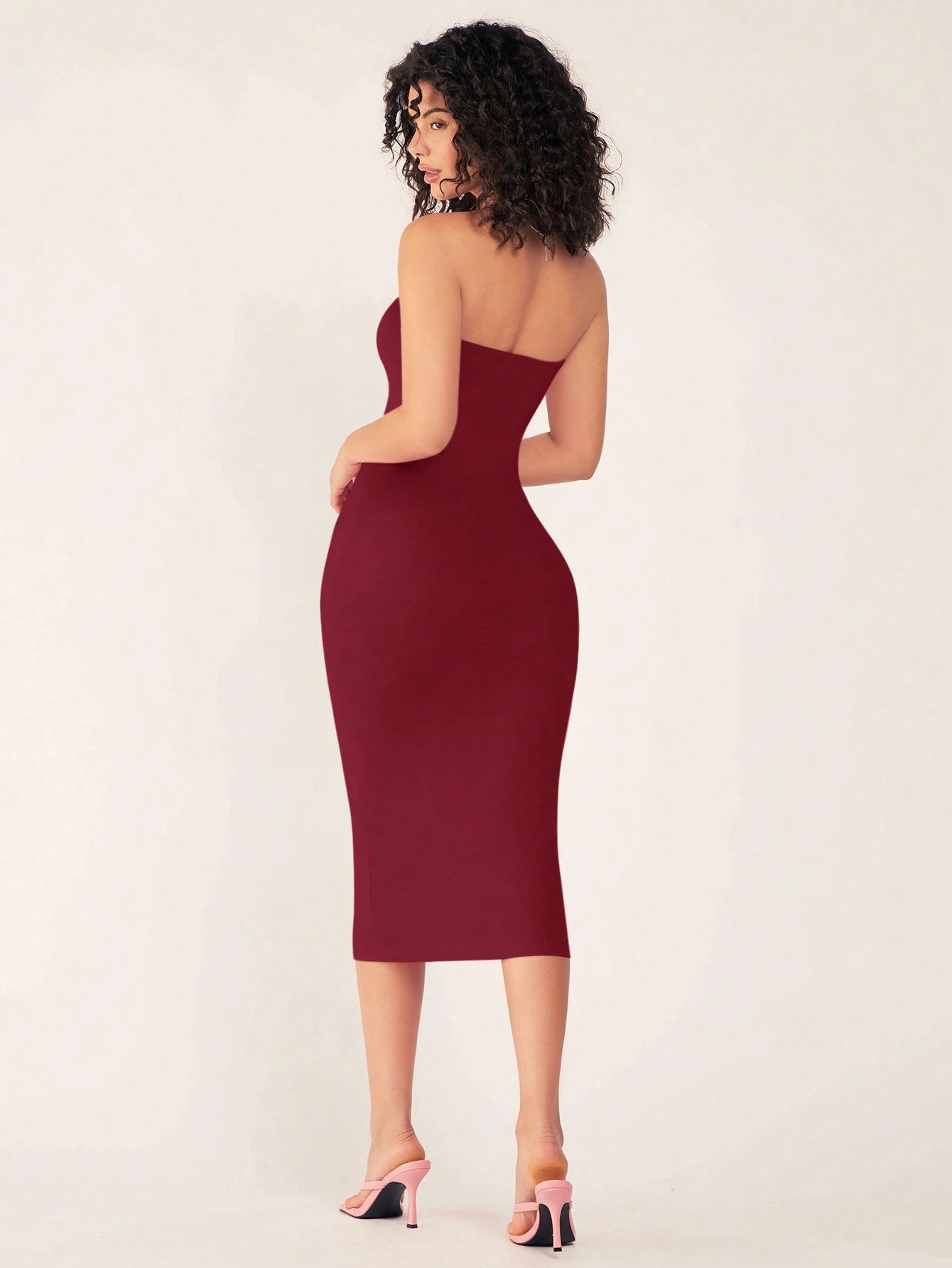 BASICS Women'S Strapless Slim Fit Bodycon Casual Dinner Cotton Dress Summer Dresses For Women