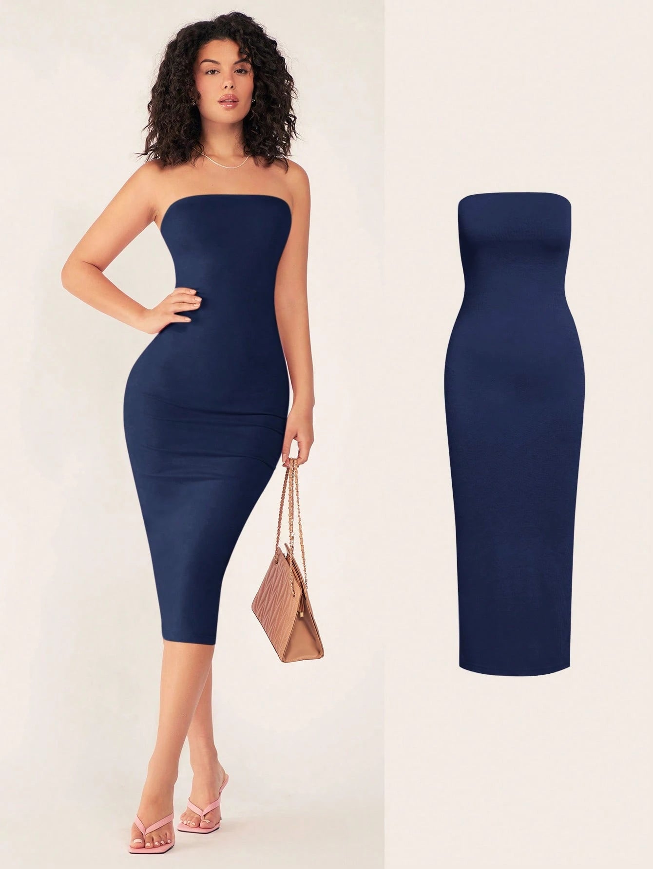 BASICS Women'S Strapless Slim Fit Bodycon Casual Dinner Dress Summer Dresses For Women Summer Dresses