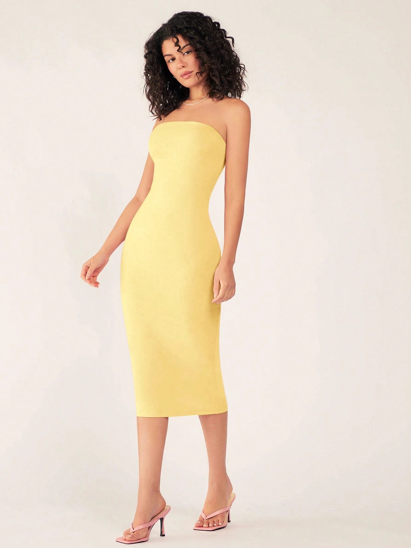 BASICS Women'S Strapless Slim Fit Bodycon Casual Dinner Dress Summer Dresses For Women Summer Clothes