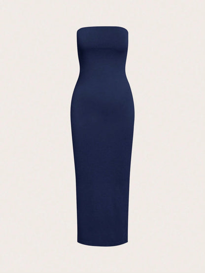 BASICS Women'S Strapless Slim Fit Bodycon Casual Dinner Dress Summer Dresses For Women Summer Dresses