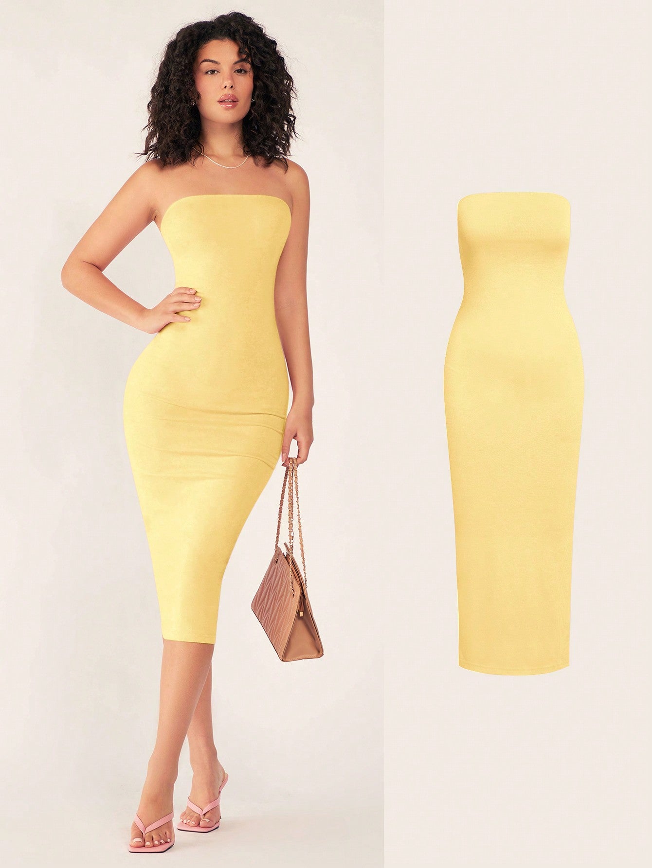 BASICS Women'S Strapless Slim Fit Bodycon Casual Dinner Dress Summer Dresses For Women Summer Clothes