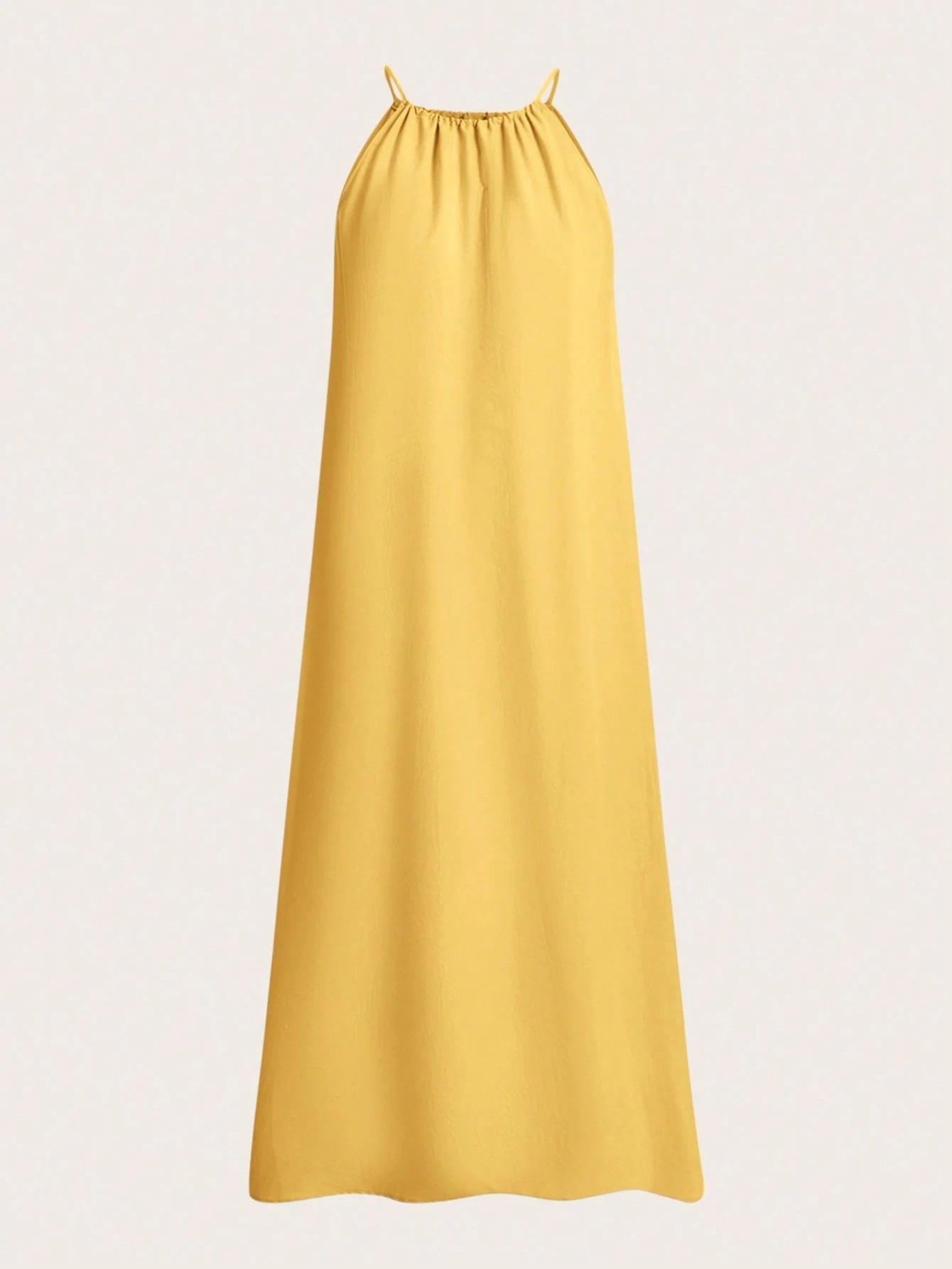 BASICS Women Woven Halter Neck Side Slit Dress Yellow Summer Dress Summer Clothes