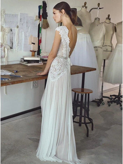 Beach Boho Wedding Dresses Backless Bohemian Lace Bridal Dress Gown,AST1225