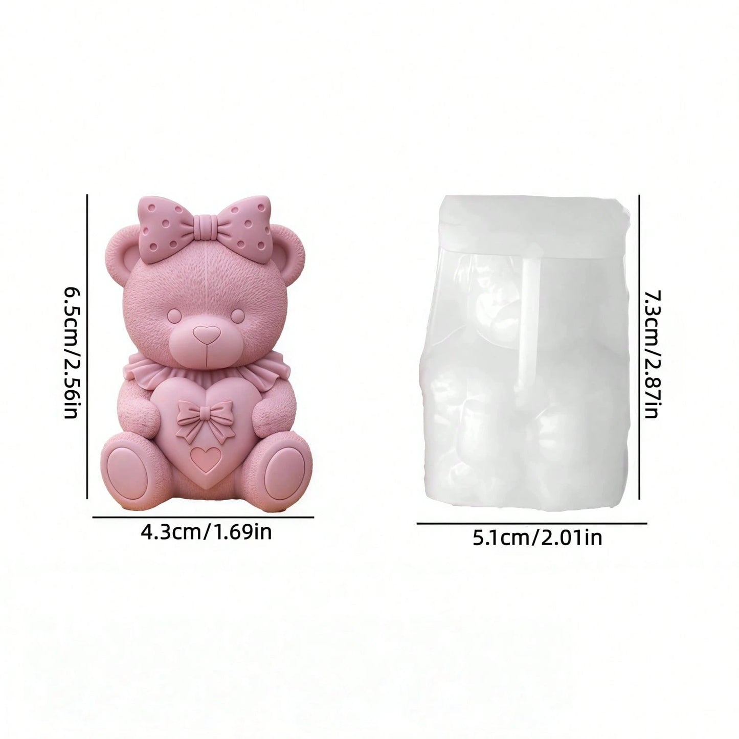 Bear Scented Candle Silicone Mold| Bear Shaped Scented Candles With Bow On Head And Heart/Rose Pearl Gift Box, Craft Gypsum Decorative Items/ Handmade Soap Making Mold