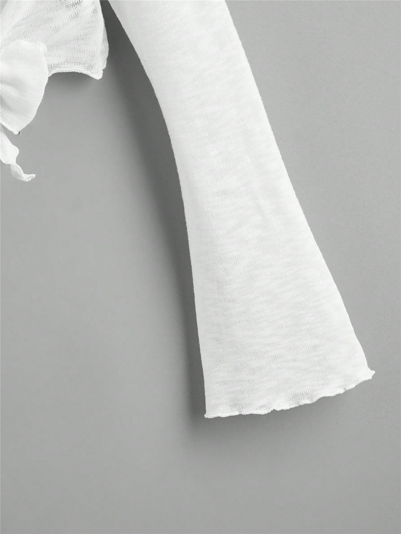 Bell Sleeve Lettuce Trim Tie Front Kimono Summer