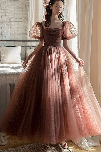 Bell Sleeves Brown Party Dress