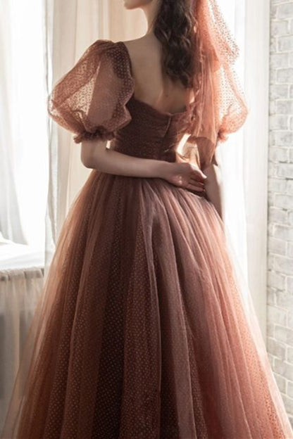 Bell Sleeves Brown Party Dress