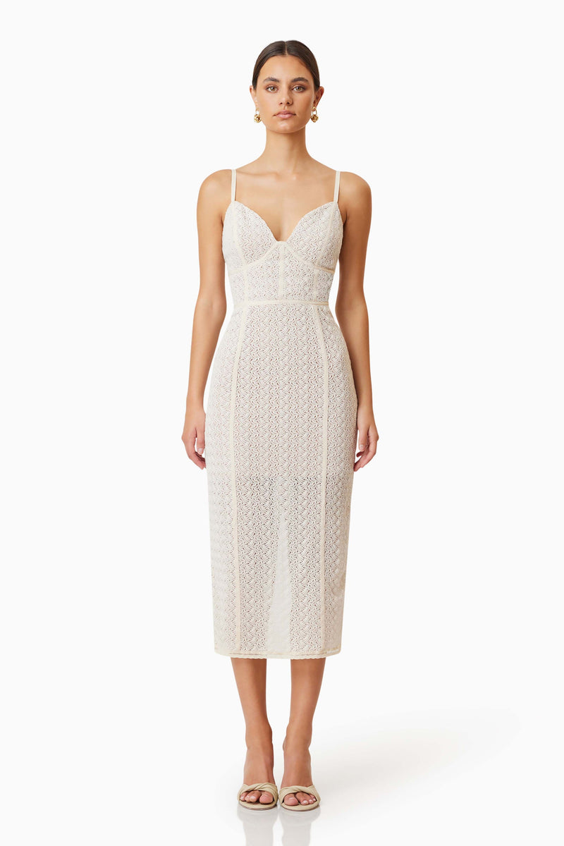 Bella Cocktail Midi Dress - Ivory - SHOPJAUS - JAUS