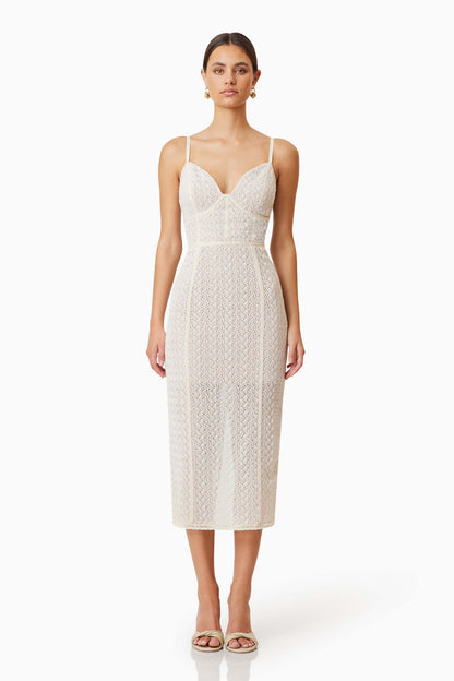 Bella Cocktail Midi Dress - Ivory - SHOPJAUS - JAUS