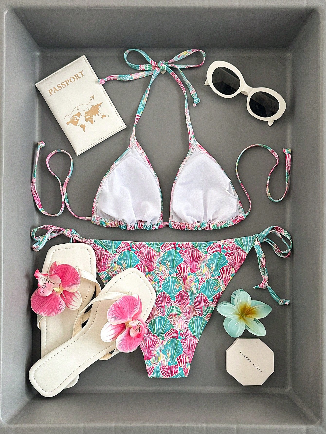 Bellisia 2pcs Women Bikini Set, Casual Shell Pattern, Suitable For Spring, Summer, Vacation, Beach, Party