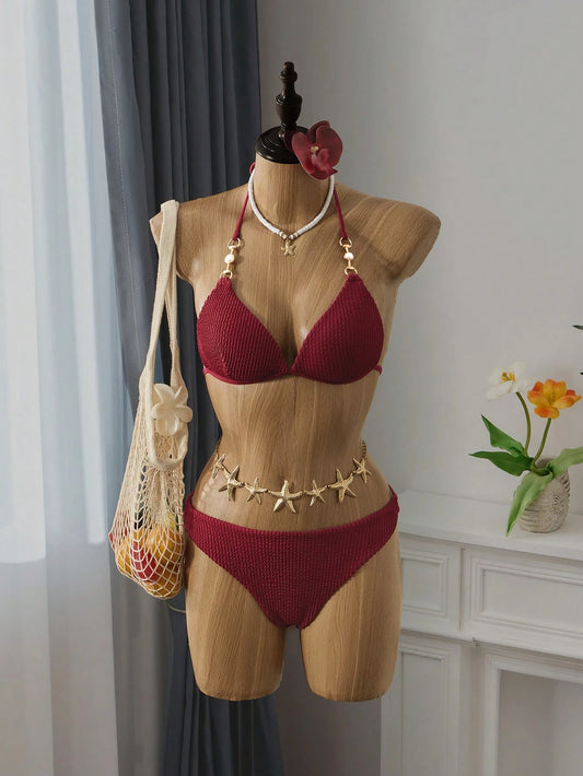 Bellisia Solid Color Bikini Swimsuit For Summer Beach Vacation