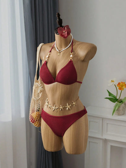 Bellisia Solid Color Bikini Swimsuit For Summer Beach Vacation